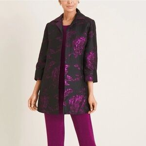 CHICO’S Women’s Floral Jacquard Jacket / Topper Size 3/XL